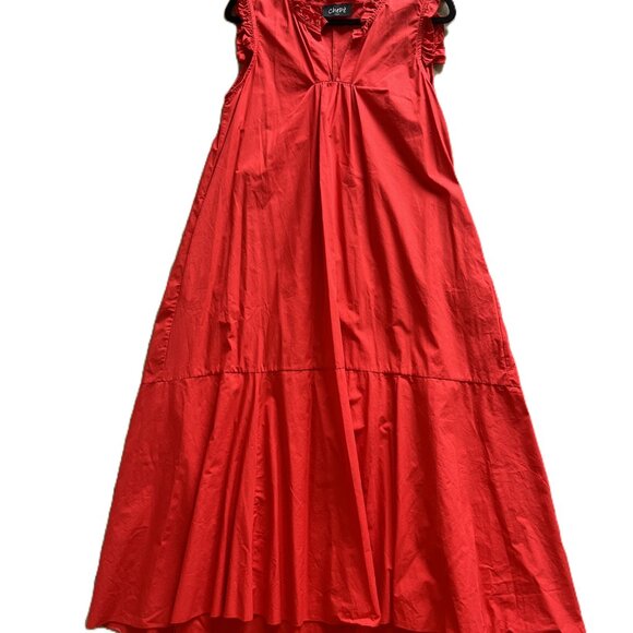 Chepe Italy Maxi Dress with Ruffled Sleeves in Bright Red - Size Medium - Picture 2 of 6